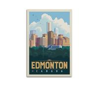 QXYUIN Poster de voyage Edmonton Canada, horizon urbain avec verdure luxuriante et diversité architecturale. jpg Poster mural sur toile esthétique et décorative pour chambre 30 x 45 cm sans cadre