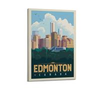 QXYUIN Poster de voyage Edmonton Canada, horizon urbain avec verdure luxuriante et diversité architecturale. jpg Poster mural sur toile esthétique et décorative pour chambre 30 x 45 cm style cadre