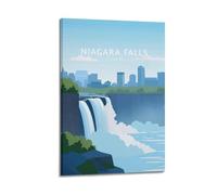 QXYUIN Poster de voyage Niagara Falls Canada, cascade emblématique avec toile de fond d'horizon urbain.jpg Poster mural sur toile esthétique et décorative pour chambre 30 x 45 cm, style cadre