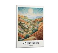 QXYUIN Poster de voyage vintage avec Mont Nebo Jordan, paysage vallonné pittoresque. jpg Poster mural sur toile esthétique et décorative pour chambre 40 x 60 cm style cadre