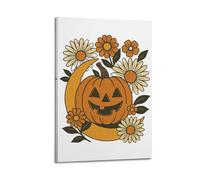 QXYUIN Poster d'Halloween avec motif fleur et citrouille lanterne - Art mural esthétique et décoratif pour chambre - 30 x 45 cm - Style cadre