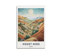QXYUIN Poster vintage de voyage avec Mont Nebo Jordan, paysage vallonné pittoresque. jpg Poster mural sur toile esthétique et décorative pour chambre 50 x 75 cm sans cadre