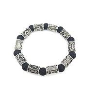 QYAQ Bracelet en Pierre Naturelle pour Les Femme,Femmes 7 Chakra Pierres Précieuses Bracelet Pierres De Lave Naturelles Perles Bracelet Élastique Viking Rune Bracelet Énergie Bracelet Cadeau Pou