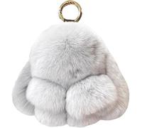 QYASTUDIO Cute Keychain，Handmade Soft Bunny Pompom Charms, Fluffy Rabbit Fur Doll Charms, Key Rings Women for Car Key Ring Handbag Decor