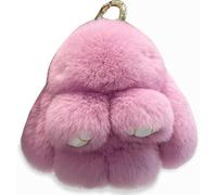 QYASTUDIO Cute Keychain，Handmade Soft Bunny Pompom Charms, Fluffy Rabbit Fur Doll Charms, Key Rings Women for Car Key Ring Handbag Decor