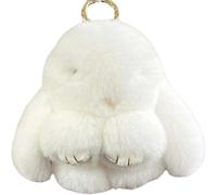 QYASTUDIO Cute Keychain，Handmade Soft Bunny Pompom Charms, Fluffy Rabbit Fur Doll Charms, Key Rings Women for Car Key Ring Handbag Decor