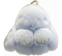 QYASTUDIO Cute Keychain，Handmade Soft Bunny Pompom Charms, Fluffy Rabbit Fur Doll Charms, Key Rings Women for Car Key Ring Handbag Decor