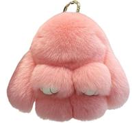 QYASTUDIO Cute Keychain,Handmade Soft Bunny Pompom Charms, Fluffy Rabbit Fur Doll Charms, Key Rings Women for Car Key Ring Handbag Decor