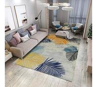 QYDF Conception géométrique Décoration Chambre d'enfant Moderne Mode Chambre Salon Tapis Motif Feuille de Polyester Shorthair Moutarde Jaune Bleu,Gris,160x230cm