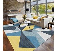 QYDF Conception géométrique Moderne Accueil Enfants décorations Simples de lit extérieur aux Cheveux Courts Tapis Triangle Jaune Moutarde Blue Velvet Cristal Simple,Bleu,200x280CM