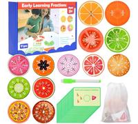 QYDKWK Apprendre Fractions Jouets Montessori Enfants Fruits Fraction Démonstrateur École Primaire Fournitures Jeux Éducatif Scolarisation Cadeau 3e, 4e et 5e Années Filles Garçons de 6 7 8 9 Ans