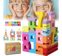 QYDKWK Jouet Montessori Enfant 3 Ans, 20 Pièces Blocs de Chiffres en Bois, Jouets d'activité et de Développement, Jeux d'empilage de Blocs de Nombres, Cadeau Éducatif pour 3 4 5 Ans Garçons Filles