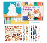 QYDKWK Livre d'autocollants 3D pour Enfants, Puzzle Créatif avec Autocollants, Jouets Montessori Jeux Éducatifs, Cadeaux d'anniversaire pour Garçons et Filles de 3, 4, 5, 6 Ans (Animaux)