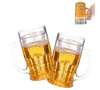 QYDZR Chope à bière double avec poignées, cadeau amusant et créatif, chope à bière en verre double couche avec design congelable, chope à bière décorative for farces et fêtes(2Pcs)