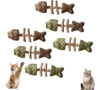 QYDZR Prenez Soin de la santé Dentaire de Votre Chat avec ce Jouet créatif en Forme d'arête de Poisson : bâtonnet de Nettoyage des Dents en Bois à la cataire(6pcs-Mix)
