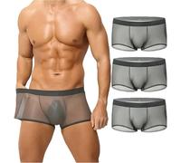 QYDZR sous-vêtements Niksy, Boxer Transparent Ultra-Fin en Soie glacée for Homme, caleçon Respirant et rafraîchissant for l'été, idéal for la Course à Pied et Le Quotidien.(3 Gray,XX-Large)