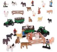 QYEHF 20PCS Figurine Animaux de la Ferme,kit de clôture, Figurines d'animaux de la Ferme Réalistes Jouet pour, Garçons, Filles, Cadeaux de Fête