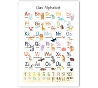 QYEHF ABC Poster pour enfants, 40 * 60CM Grand poster éducatif ABC,Sans cadre - Pour apprendre les lettres et les chiffres - Pour chambre d'enfant - École primaire-cadeau de rentrée des classes