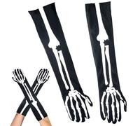 QYEHF Gants squelettes d'Halloween, Gants d'os fantômes de griffe de crâne pour les accessoires,Gants d'Halloween Chaussettes à Bras Longs Gants de Squelette Chaussettes Costume d'Halloween pour,50CM