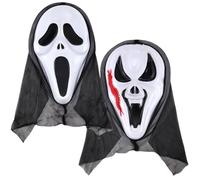 QYEHF Masques Scream Halloween,2PCS Masque d'horreur Halloween,Masque Ghostface Scream, Partie maquillage bal grimace frayeur hurlement couvre - tête masque Skull Ghost