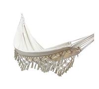 QYEURFOF Hamacs, Lit de Jardin en Coton, 260cm × 140cm, Franges en macramé, Balcon Boho, Glands Faits à la Main, 2 Personnes, Double, 250 kg
