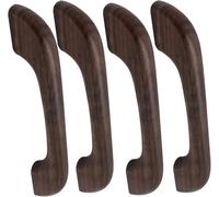 QYEURFOF Poignées de Porte en Bois, 4 poignées de Porte en Bois, Boutons tiroir, poignée d'armoire, Bouton Placard Cuisine avec vis Montage(Black,Hole Distance:96mm)