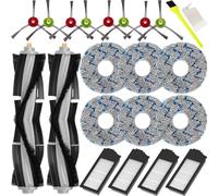 Qygba Accessoires pour ECOVACS DEEBOT X1 Omni / X1e Omni / X1 Turbo, 2 Brosse Principale, 4 Filtres, 6 Serpillere et 8 Brosse Latérale de Rechange pour Ecovacs Deebot X1e Omni