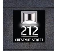 Qygtritvo Numéro de maison moderne et lumineux en acrylique avec lumière solaire, panneau d'adresse solaire d'extérieur pour cour (carré-noir)