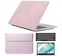 QYiD 4 in 1 Laptop Coque pour MacBook Pro 15 Pouces 2019 2018 2017 2016 A1990 / A1707, Rigide Étui avec Couverture de Clavier et Protection d'écran, Sleeve pour MacBook Pro 15 Touch Bar, Rose Quartz