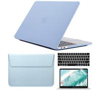 QYiD 4 in 1 Laptop Coque pour New MacBook Air 13" 2020 2019 2018 A2337 M1 A2179 A1932, Rigide Étui avec Couverture de Clavier et Protection d'écran, Sleeve pour MacBook Air 13" Retina, Serenity Blue
