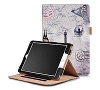 QYiD Coque pour 2018/2017 iPad 9.7 5th / 6th Generation, Folding Stand Protective Multi-Angle Viewing Cover with Pencil Holder & Auto Wake/Sleep for Apple iPad 9.7 inch 2018/2017 (Retro Tower)