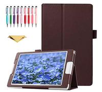 QYiD Coque pour Galaxy Note 10.1 N8013 N8000, Coque de Protection Folio Stand étui Fonction Sommeil/Réveil pour Samsung Galaxy Note 10.1 Pouces GT-N8010 N8005 N8020, Marron