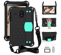 QYiD Coque pour Galaxy Tab 4 8 Pollici SM-T330/T331/T335/T337, Antichoc Etui Housse EVA Enfants Antichoc Protecteur avec Poignée Support et Bretelles pour Samsung Galaxy Tab 4 8 Pouces, Noir/Aqua