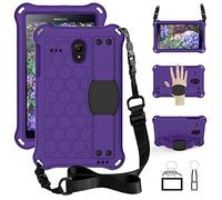 QYiD Coque pour Galaxy Tab 4 8 Pollici SM-T330/T331/T335/T337, Antichoc Etui Housse EVA Enfants Antichoc Protecteur avec Poignée Support et Bretelles pour Samsung Galaxy Tab 4 8 Pouces, Violet/Noir