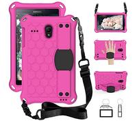 QYiD Coque pour Galaxy Tab 4 8 Pollici SM-T330/T331/T335/T337, Antichoc Etui Housse EVA Enfants Antichoc Protecteur avec Poignée Support et Bretelles pour Samsung Galaxy Tab 4 8 Pouces, RoseRouge/Noir