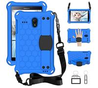QYiD Coque pour Galaxy Tab 4 8 Pollici SM-T330/T331/T335/T337, Antichoc Etui Housse EVA Enfants Antichoc Protecteur avec Poignée Support et Bretelles pour Samsung Galaxy Tab 4 8 Pouces, Noir/Bleu