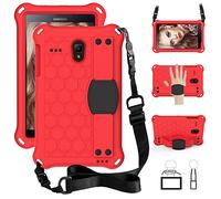 QYiD Coque pour Galaxy Tab 4 8 Pollici SM-T330/T331/T335/T337, Antichoc Etui Housse EVA Enfants Antichoc Protecteur avec Poignée Support et Bretelles pour Samsung Galaxy Tab 4 8 Pouces, Rouge/Noir