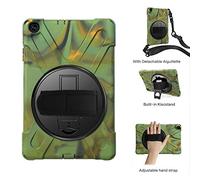 QYiD Coque pour Galaxy Tab A 10.1 (2019), Heavy Duty Antichoc Robuste Protection avec 360 Rotatif Kickstand/HandStrap, Ceinture d'épaule pour Samsung Galaxy Tab A 10.1 (2019) SM-T510/T515,Camouflage