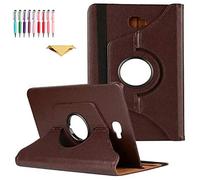 QYiD Coque pour Galaxy Tab A 10.1" SM-T580, Coque de Protection Support Rotatif à 360 Degrés Folio Case Sommeil/Réveil pour Galaxy Tab A 10.1 Pouces Tablet SM-T580 T585 T587 (NO S Pen Version), Marron