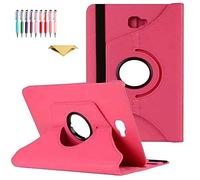 QYiD Coque pour Galaxy Tab A 10.1" SM-T580, Coque de Protection Support Rotatif à 360 Degrés Folio Case Sommeil/Réveil pour Galaxy Tab A 10.1 Pouces Tablet SM-T580 T585 T587 (NO S Pen Version), Rose