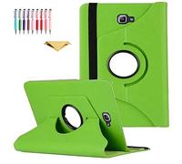 QYiD Coque pour Galaxy Tab A 10.1" SM-T580, Coque de Protection Support Rotatif à 360 Degrés Folio Case Sommeil/Réveil pour Galaxy Tab A 10.1 Pouces Tablet SM-T580 T585 T587 (NO S Pen Version), Vert