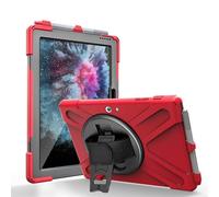 QYiD Coque pour Galaxy Tab Active Pro 10.1, Heavy Duty Robuste Antichoc Protection avec 360 Rotatif Kickstand/HandStrap, Ceinture d'épaule pour Galaxy Tab Active Pro 10.1 SM-T540/T547 (Rouge)