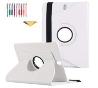 QYiD Coque pour Galaxy Tab E 8.0 SM-T377, Coque de Protection Support Rotatif à 360 Degrés Folio étui Case Sommeil/Réveil pour Tab E 8.0 SM-T378 / Tab E 8.0-Pouces SM-T375 / SM-T377 Tablet, Blanc