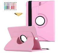 QYiD Coque pour Galaxy Tab E 9.6" SM-T560, Coque de Protection Support Rotatif à 360 Degrés Folio étui Case Fonction Sommeil/Réveil pour Samsung Galaxy Tab E 9.6 T560 T567 T560NU T560NZ, Pink