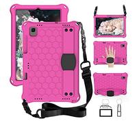 QYiD Coque pour Galaxy Tab S5e 10.5 SM-T720/T725, Antichoc Etui Housse EVA Enfants Antichoc Protecteur avec Poignée Support et Bretelles pour Samsung Galaxy Tab S5e 10.5 Pouces T720/T725 RoseRouge/Noir