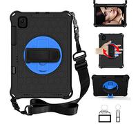 QYiD Coque pour Galaxy Tab S5e 2019, Antichoc Léger Housse EVA Enfants Protecteur avec Support Rotatif, Porte-Crayons et Bretelles pour Galaxy Tab S5e 10.5 Pouces 2019 SM-T720/T725/T727, Noir/Bleu