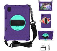QYiD Coque pour Galaxy Tab S5e 2019, Antichoc Léger Housse EVA Enfants Protecteur avec Support Rotatif, Porte-Crayons et Bretelles pour Galaxy Tab S5e 10.5 Pouces 2019 SM-T720/T725/T727, Violet/Aqua