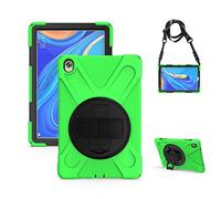 QYiD Coque pour Huawei MediaPad M5 10.8 / M5 Pro 10.8, Heavy Duty Robuste Antichoc Protection avec 360 Rotatif Kickstand/HandStrap, Ceinture d'épaule pour MediaPad M5 / M5 Pro 10.8 Pouce 2018, Vert