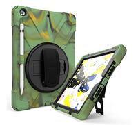 QYiD Coque pour iPad 10.2 2019/iPad 7th Generation Case, Heavy Duty Antichoc Robuste Protection with Pencil Holder, Rotatable Kickstand, Shoulder Belt pour iPad 10.2 A2200/A2198/A2232, Camouflage