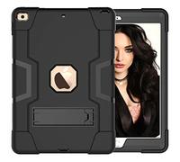QYiD Coque pour iPad 10.2 / 7th Generation Anti-Fall Shockproof Rugged Hybrid Protection Cover with Built-in Stand Apple iPad 10.2 (2019) / A2200 / A2198 / A2232 (Noir+Noir)